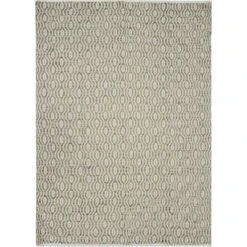 Tapis Terra - 160 X 230 Cm - Bande Géométriques Blanc Et Sable