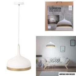THE HOME DECO LIGHT Suspension Cloche LA12040 - Blanc Mat Cerclé Doré M4 -Philips Boutique the home deco light suspension cloche la12040 blanc mat cercle dore m4 3664944048633 565933