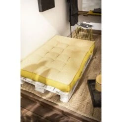 TODAY Matelas Palette Réversible - 100% Coton - Jaune - 120x80x15 Cm SPIRIT GARDEN