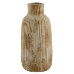 Vase Céramique Jaune à Rayures Jibel H 30 Cm