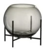 Vase Verre Gris Sur Pied Métal Noir Liath - Lot De 2 -Philips Boutique vase verre gris sur pied metal noir liath lot de 2 5415203923363 363192